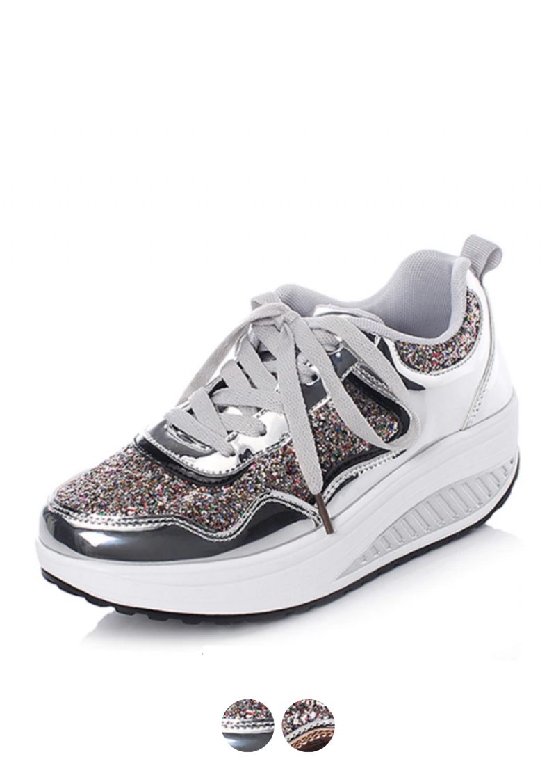 Adonis Damlägenhet Med Plattformspatentsneakersskor