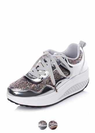 Adonis Damlägenhet Med Plattformspatentsneakersskor