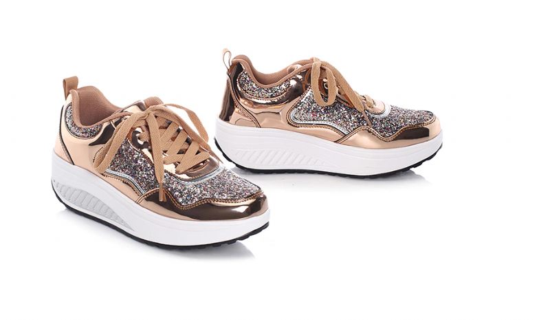 Adonis Damlägenhet Med Plattformspatentsneakersskor - Silver