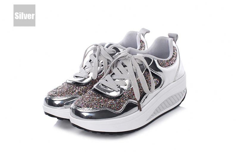 Adonis Damlägenhet Med Plattformspatentsneakersskor - Silver
