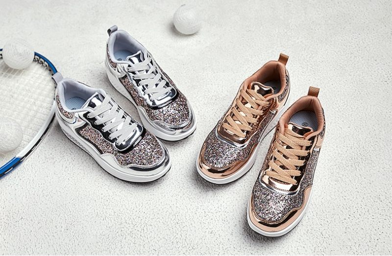 Adonis Damlägenhet Med Plattformspatentsneakersskor - Silver