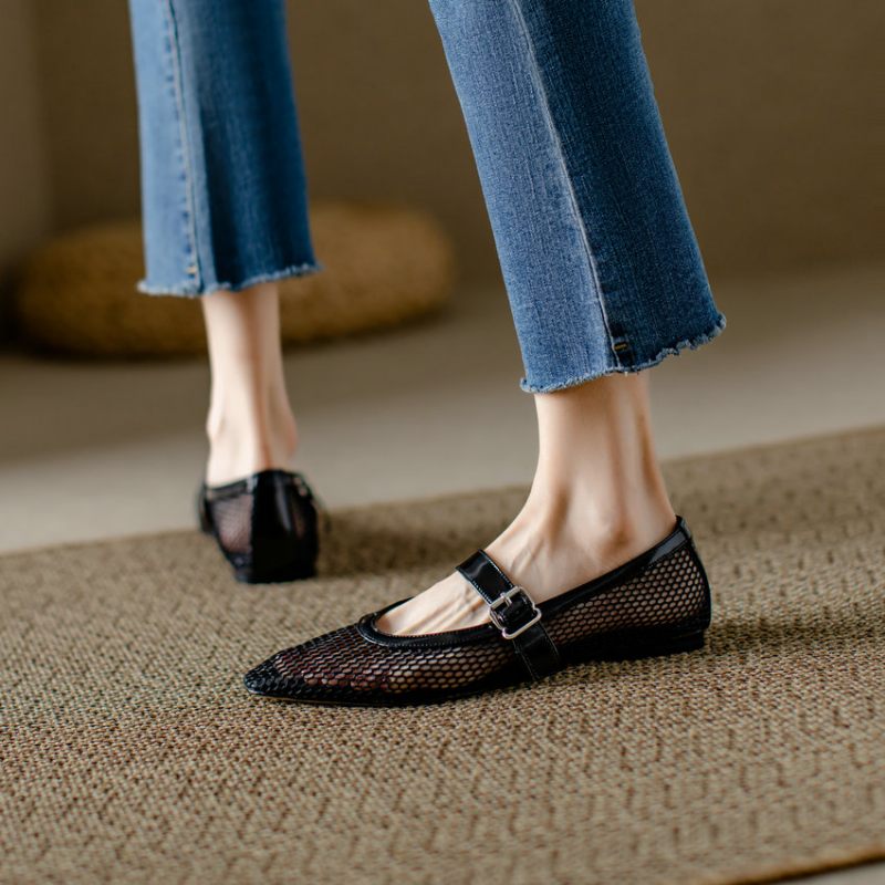 Albaniens Casual Mesh Flat För Kvinnor - Svart