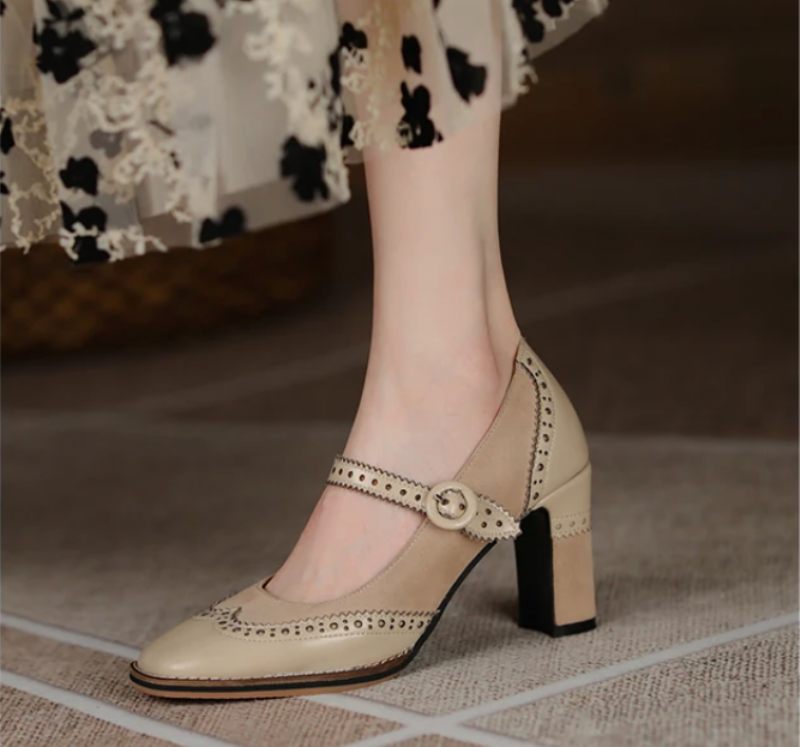Albany Dam Brogues Pump Skor - Aprikos