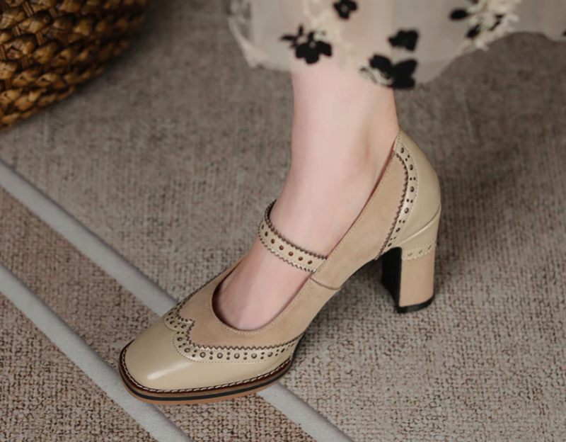 Albany Dam Brogues Pump Skor - Aprikos