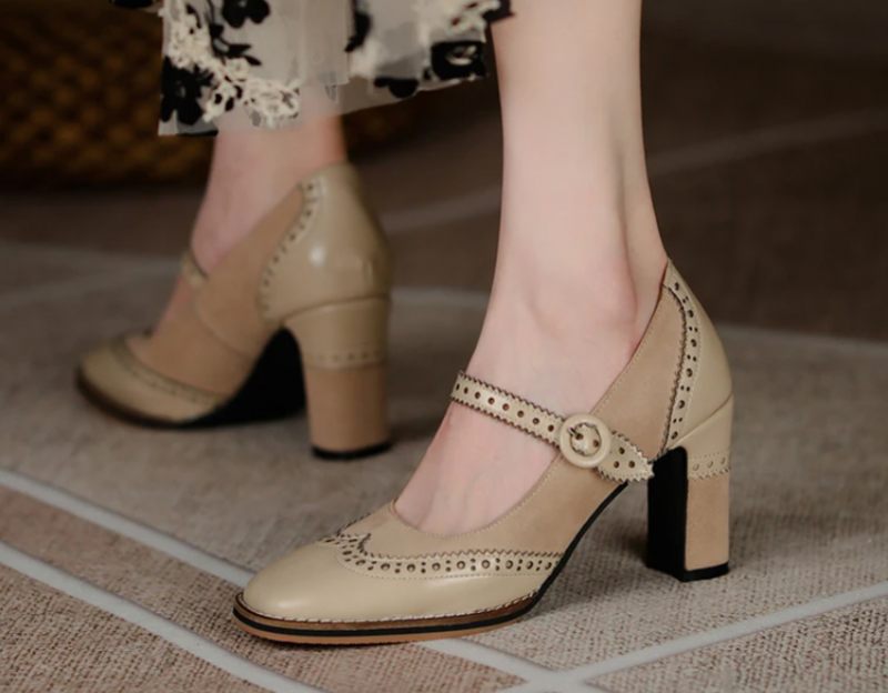 Albany Dam Brogues Pump Skor - Aprikos