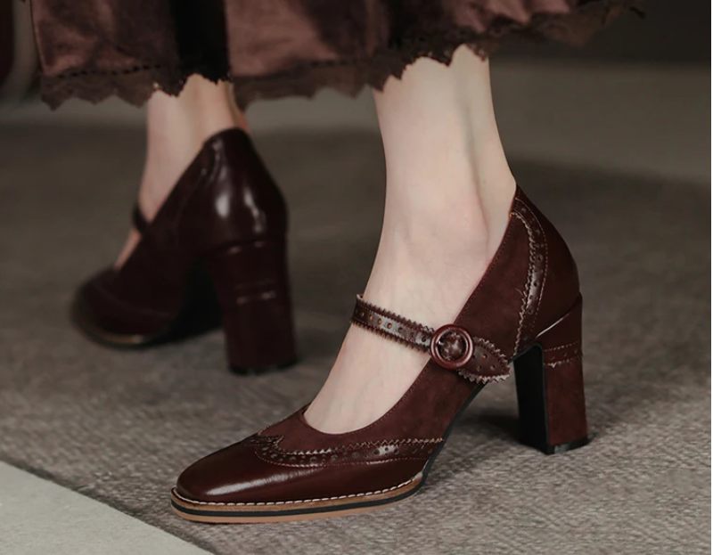 Albany Dam Brogues Pump Skor - Aprikos