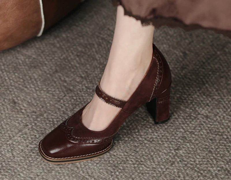 Albany Dam Brogues Pump Skor - Aprikos