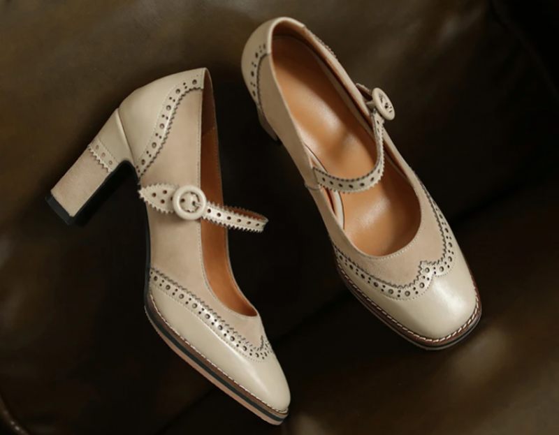 Albany Dam Brogues Pump Skor - Aprikos