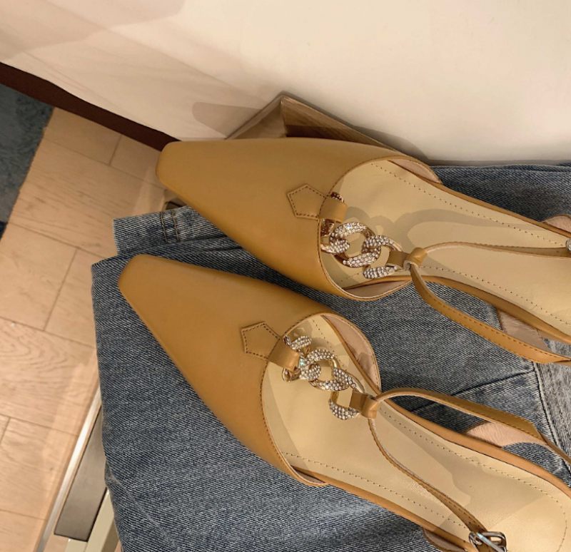 Alborada Lädersandal Med Fyrkantig Tå För Kvinnor - Aprikos