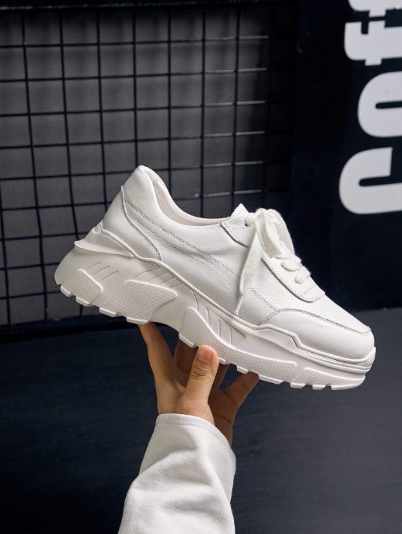 Alcolea Sneaker Med Snörning I Läder För Kvinnor - Vit