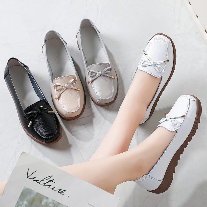 Alfonsina Slip-on Platform Loafer Skor I Läder För Kvinnor - Beige