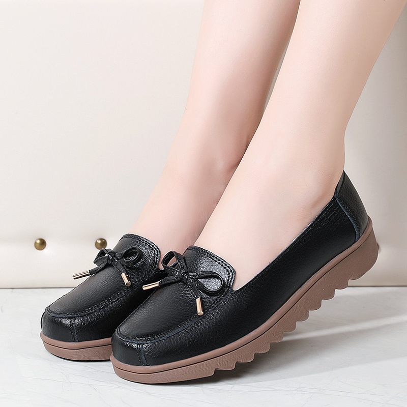 Alfonsina Slip-on Platform Loafer Skor I Läder För Kvinnor - Beige