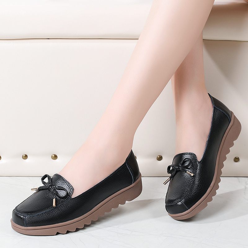Alfonsina Slip-on Platform Loafer Skor I Läder För Kvinnor - Beige