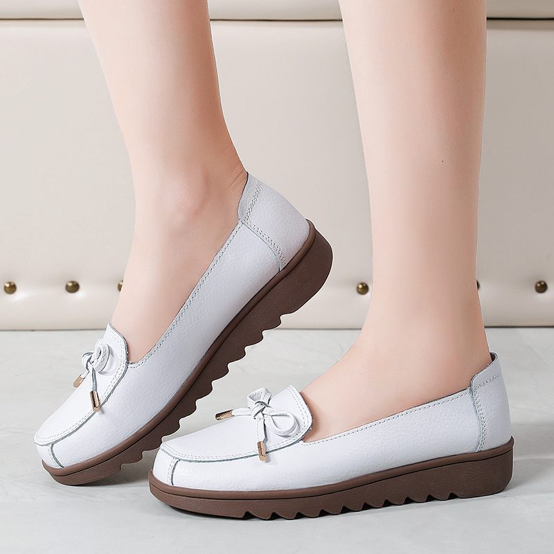 Alfonsina Slip-on Platform Loafer Skor I Läder För Kvinnor - Beige