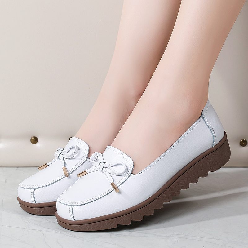 Alfonsina Slip-on Platform Loafer Skor I Läder För Kvinnor - Beige