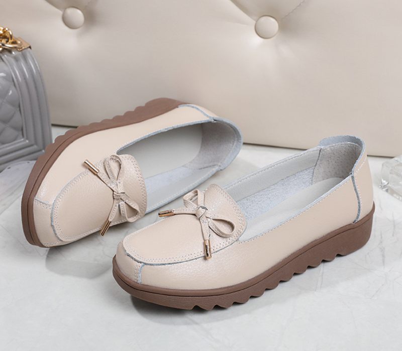 Alfonsina Slip-on Platform Loafer Skor I Läder För Kvinnor - Beige