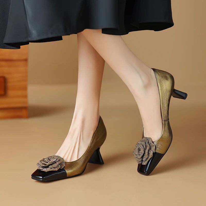 Alina Gorgeous Glitter Rose High Heels Pumps - Gyllene