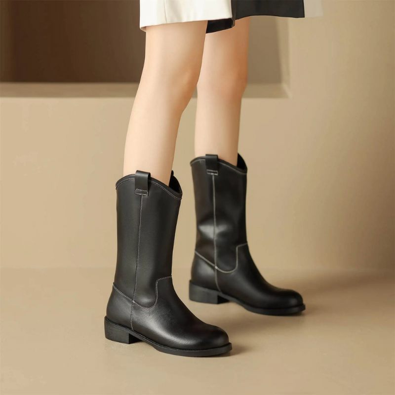 Alisa Kvinnors Mid Calf Boots - Aprikos