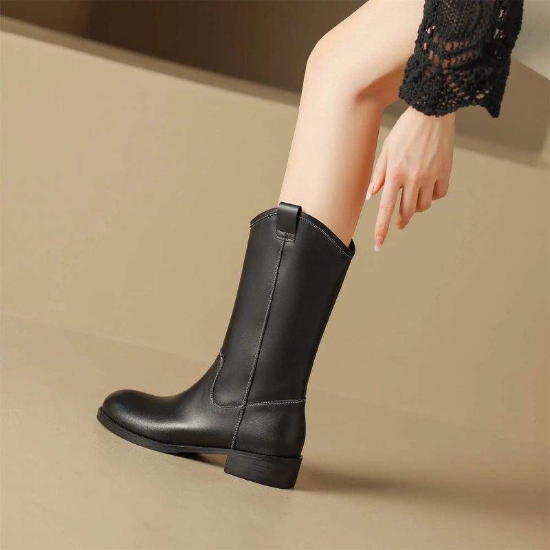 Alisa Kvinnors Mid Calf Boots - Aprikos