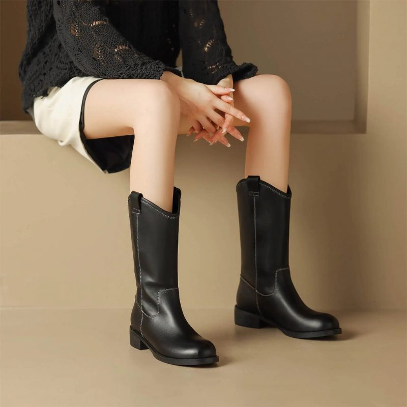 Alisa Kvinnors Mid Calf Boots - Aprikos