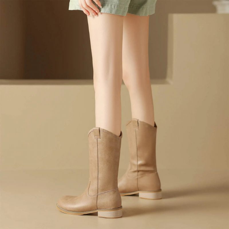 Alisa Kvinnors Mid Calf Boots - Aprikos