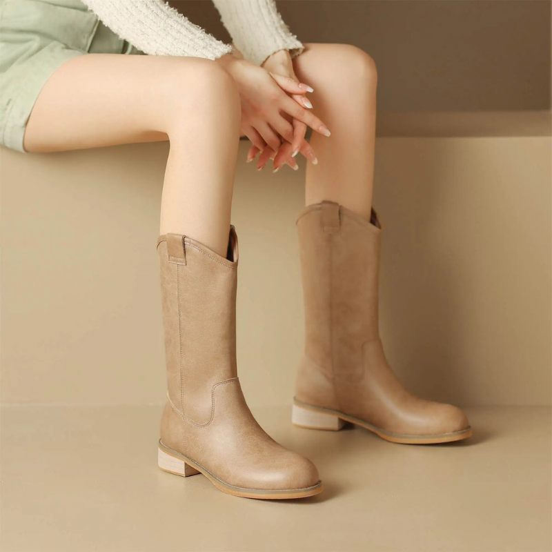 Alisa Kvinnors Mid Calf Boots - Aprikos