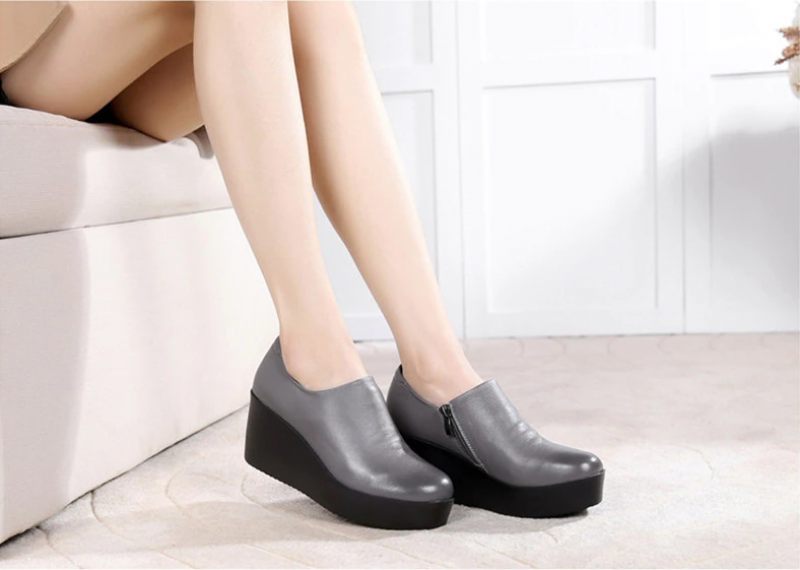 Alix Vår Höst Slip-on Plattformsskor För Kvinnor - Grå
