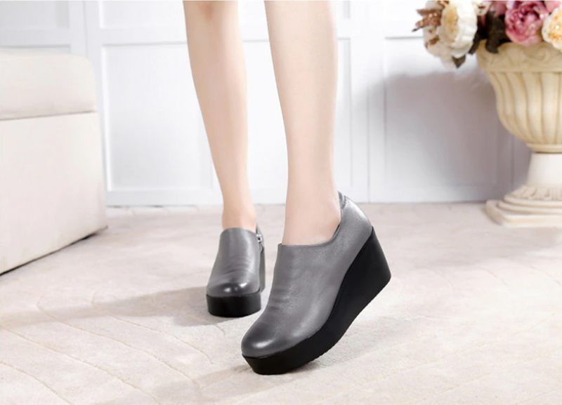 Alix Vår Höst Slip-on Plattformsskor För Kvinnor - Grå