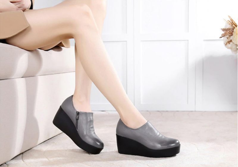Alix Vår Höst Slip-on Plattformsskor För Kvinnor - Grå