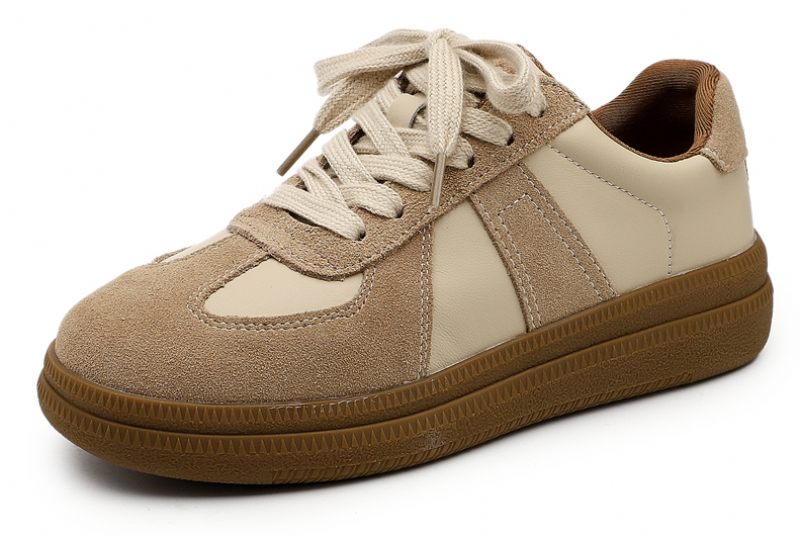 Alma Sneaker I Läder Med Snörning För Kvinnor - Kakhi