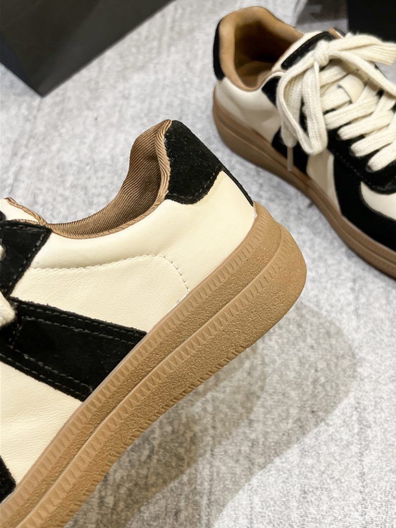 Alma Sneaker I Läder Med Snörning För Kvinnor - Kakhi
