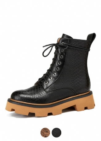 Almeda Dam Höst Vinter Läder Ankel Svarta Boots