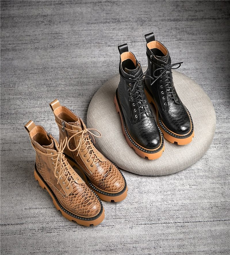 Almeda Dam Höst Vinter Läder Ankel Svarta Boots - Black No Fur