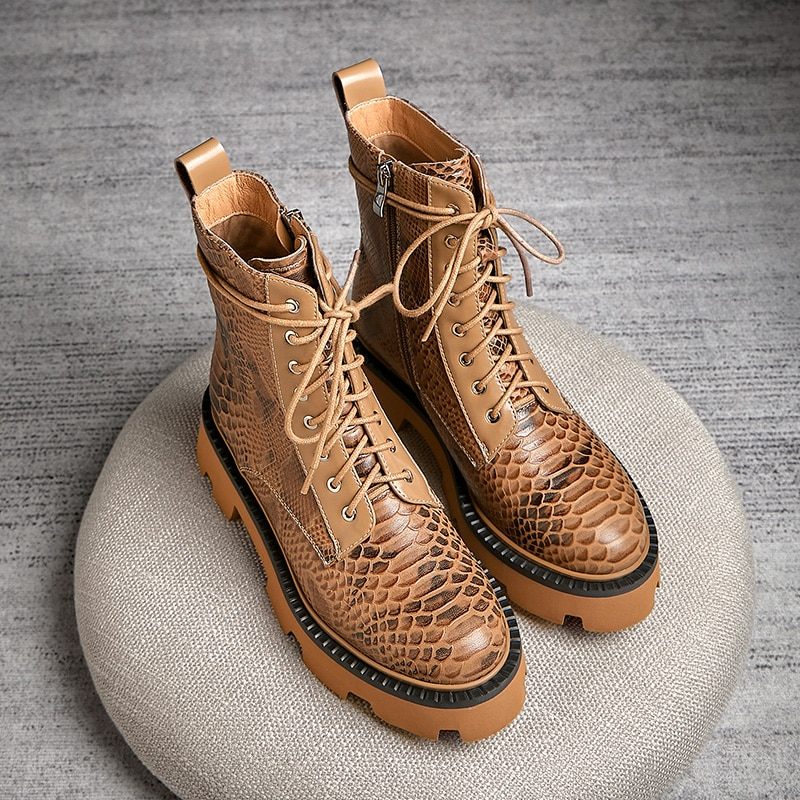 Almeda Dam Höst Vinter Läder Ankel Svarta Boots - Black No Fur