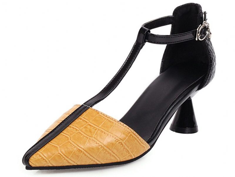 Almeja Retro Fashion Pump Skor För Kvinnor - Gul