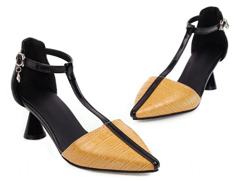 Almeja Retro Fashion Pump Skor För Kvinnor - Gul