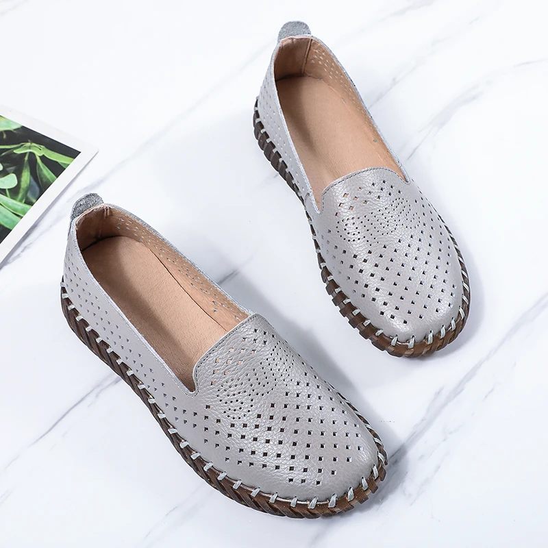 Amelia Flat Loafers Som Andas För Kvinnor - Beige Hollow