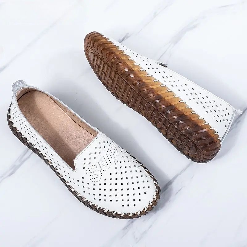 Amelia Flat Loafers Som Andas För Kvinnor - Beige Hollow