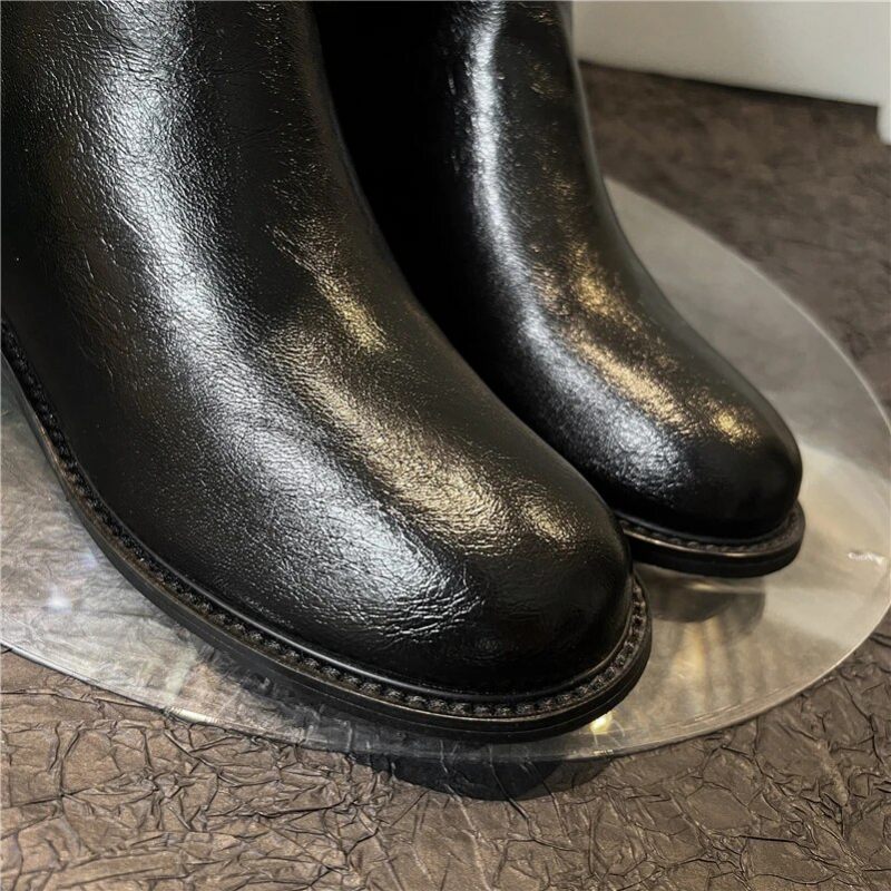 Amelia Kvinnors Mid Calf Boots - Svart utan päls