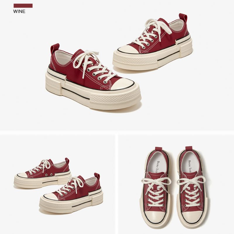 Amelia Läder Sneakers I Plattform För Kvinnor - Khaki