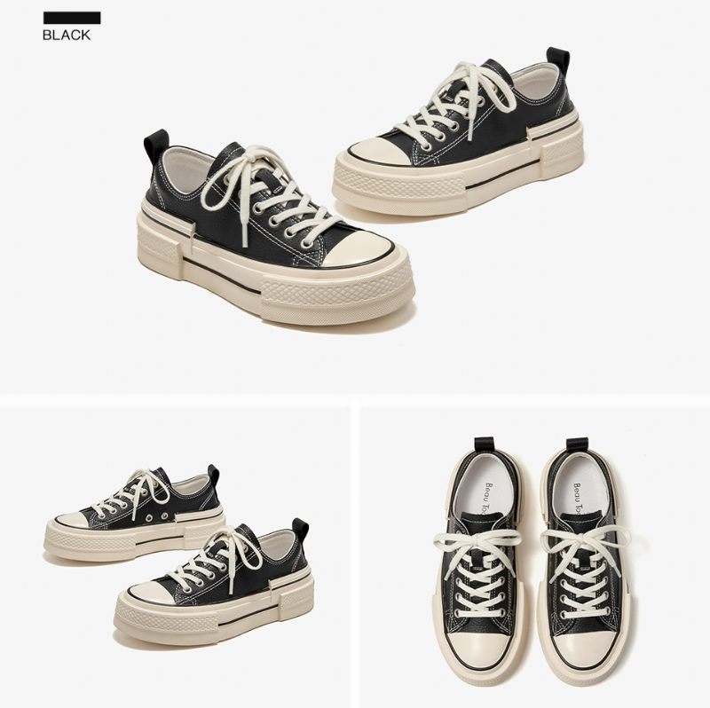 Amelia Läder Sneakers I Plattform För Kvinnor - Khaki
