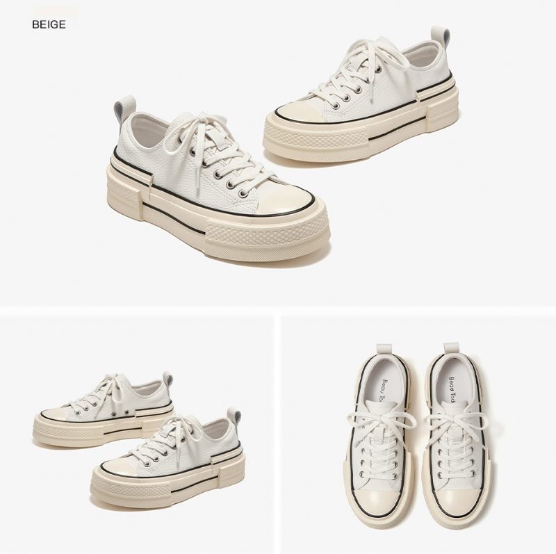 Amelia Läder Sneakers I Plattform För Kvinnor - Khaki