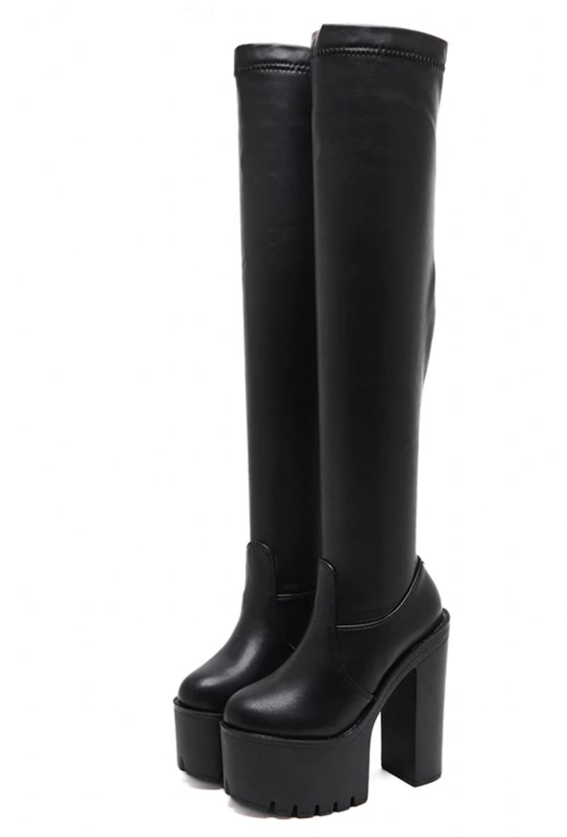 Amonet Dam Over The Knee Boots - Svart mocka