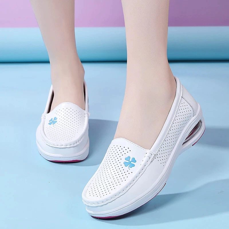 Angelica Mjuka Slip-on Loafer Skor För Kvinnor - Vit ihåligt