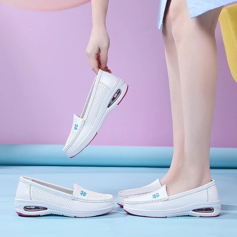 Angelica Mjuka Slip-on Loafer Skor För Kvinnor - Vit ihåligt
