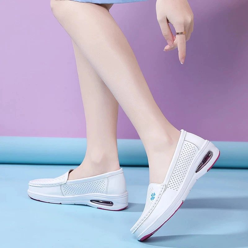 Angelica Mjuka Slip-on Loafer Skor För Kvinnor - Vit ihåligt