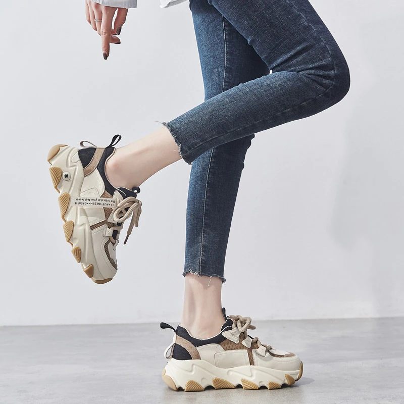 Angelis Platt Sneaker För Kvinnor - Aprikos