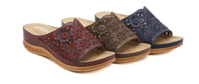 Anita Bekväm Halkfri Sandal För Kvinnor - Röd