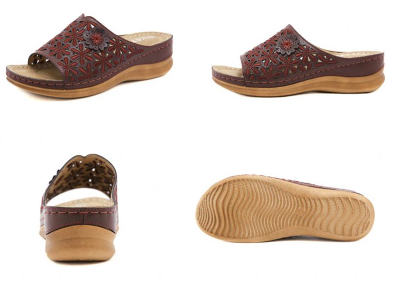 Anita Bekväm Halkfri Sandal För Kvinnor - Röd