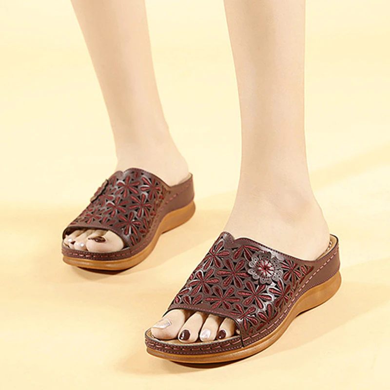 Anita Bekväm Halkfri Sandal För Kvinnor - Röd